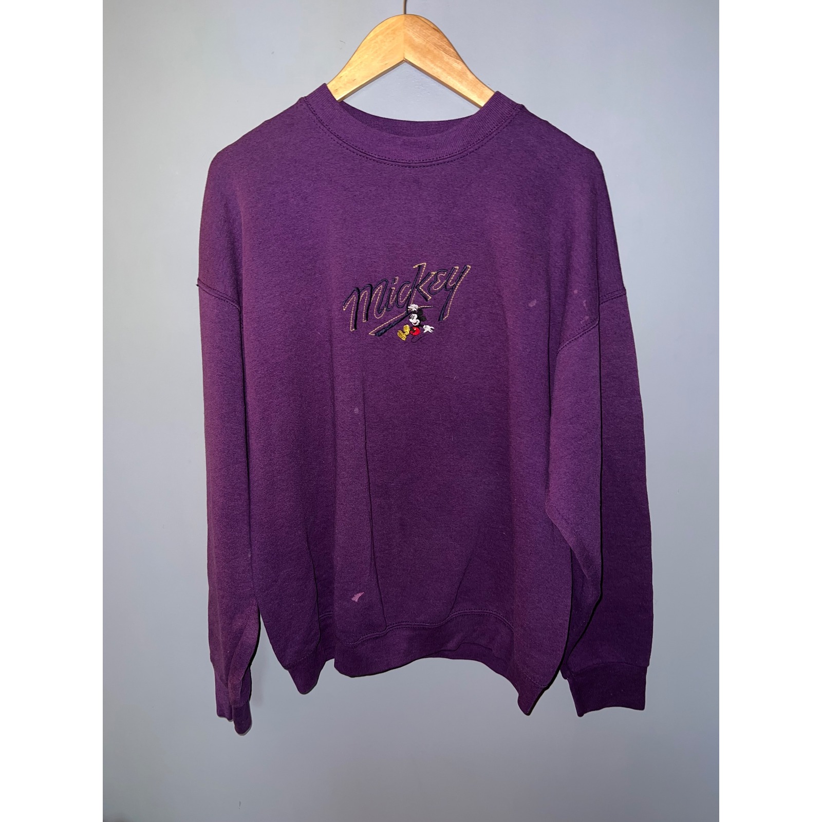 Vintage Mickey  Co Purple Embroidered Mickey Mouse Sweatshirt Xl Made In Usa